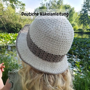 Crochet pattern for summer hat &quot;Solskinn&quot; all sizes, Language: German