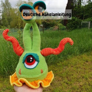 Crochet pattern for monster "AyeAyeAye", Monster crochet, Monster crochet pattern, Language: German