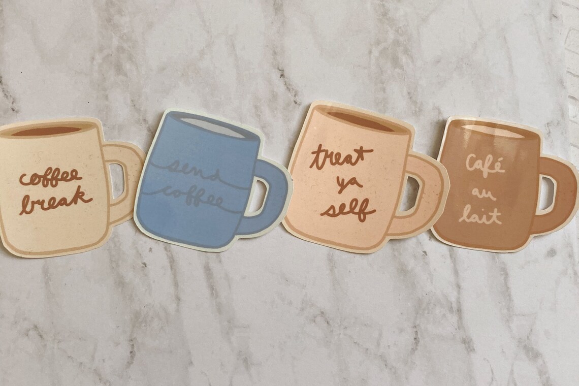 Coffee Mug Sticker / Waterproof Sticker / Glossy Sticker / Etsy