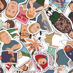 Confezione da 50 adesivi - King of the Hill - Adesivi carini - Diario diario cancelleria carina - Regalo per lei - Regalo per la migliore amica - Adesivi per laptop