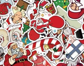 50pc Sticker Pack - Christmas stickers - Father Christmas - Scrapbook stickers -Journal diary cute stationery -Gift for her -Laptop stickers