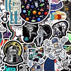 Paquete de pegatinas de 50 piezas - Pegatinas espaciales de astronautas - Tema espacial - Diario lindo papelería - Regalo para ella - Regalo de mejor amigo-Pegatinas para portátiles