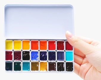 Custom Repackaged Mijello Watercolor Paint- Watercolor- Watercolor from Korea - Sample Pans-Mini Pans-Travel Pans 0.8ml-Watercolor 24 colors