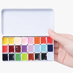 Pintura de acuarela del artista Holbein japonés - 友風子+七神マ Seleccionado - Acuarela Holbein - Sartenes de viaje - Mini sartenes 0,8 ml - Acuarela 12+12 colores