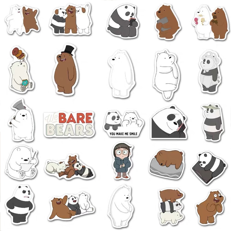 We Bare Bears Sticker Pack – 50pc Cute Cartoon Stickers - Etsy