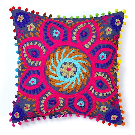 Mexican embroidered pillows hot sale