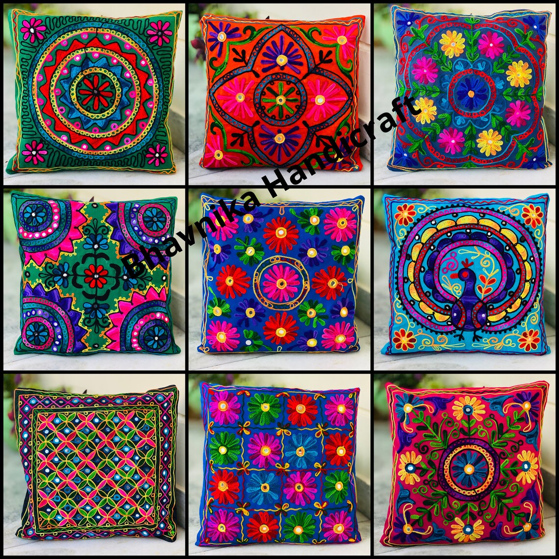 Mexican Pillow Cases / Embroidered Pillow Case / Colorful Etsy