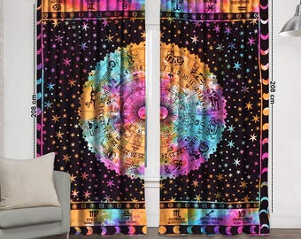 WINDOW CURTAINS, 100% Natural Cotton Bohemian Curtains Drapes Door Panels For Bedroom Curtain Sheer Curtain Panels, Dining Room Curtain