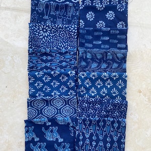 Set Of 15 Pcs. Indigo Blue Napkins, Dinner Kitchen napkins, 100% Cotton Wedding Party Napkins Set Boho Style Reusable Table Cloth Napkins