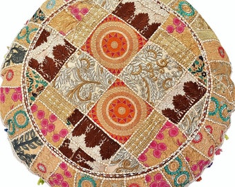 Floor cushion cover - Indian floor seating Boho hippie decor Meditation Cushion Cover 32" Inch Ottoman Sham Patchwork Large Round Pillow