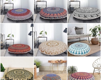 Neues indisches handgefertigtes Mandala-Bodenkissen, osmanisches Yogakissen Boho-Meditationskissenbezug