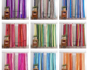 indian Vintage Old Silk Sari Fabric Handmade Curtain Door Window Décor Up cycled Curtain Home Door Window Curtain Hand Made Curtains