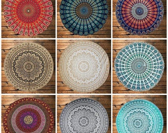 Round Table Cover Bohemia Indian Mandala Table Cloth Fabric Peacock Father Tablecloth Mediterranean Style Kitchen Round TableCloth Boho