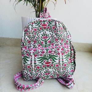 Travel Quilted Backpack,Small Quilted Bag,Block Printed Bag,School Backpack,Gift For Girls,Unique Backpack,Bag back for women, traveling Bag