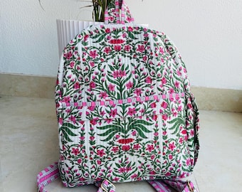 Mochila acolchada de viaje, bolso acolchado pequeño, bolso estampado en bloque, mochila escolar, regalo para niñas, mochila única, espalda