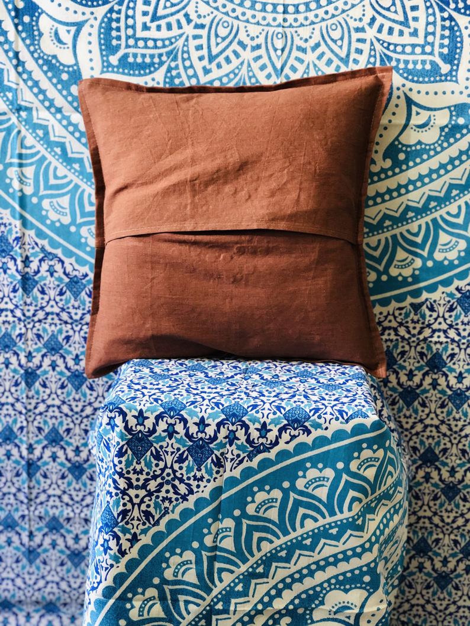 Indian Throw Cotton Fabric Pillow Home Decor Mirror Etsy