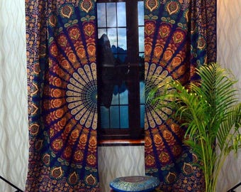 Cortinas de árbol de la vida para dormitorio, estilo bohemio, para sala de estar, ventanas y puertas.