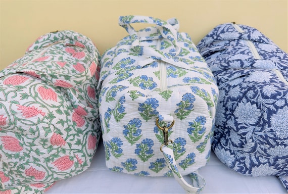 Wholesale Lot Weekender Travel Bag Handmade Quilted Fabric Duffle Bag Block Printed Overnight Bags Hand Luggage Bag Bags for Women Etsy