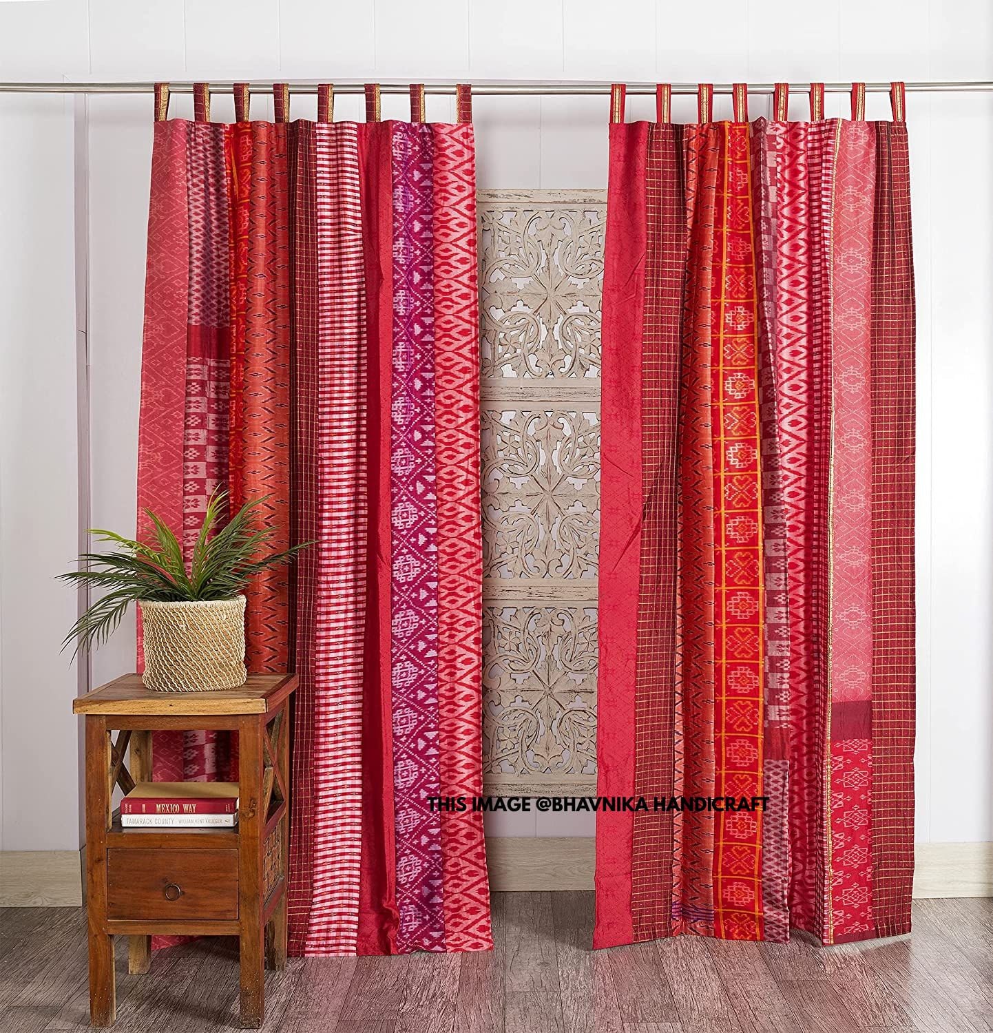 Indian Vintage Old Silk Sari Fabric Handmade Curtain Door Window Decor ...