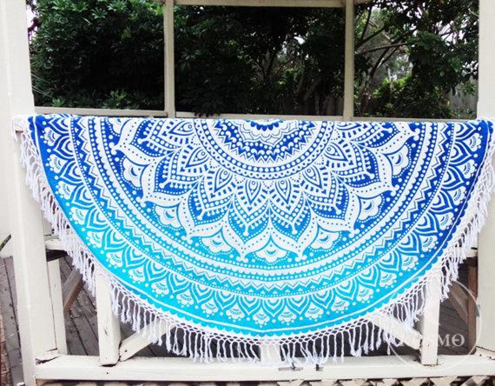 Indian Cotton Round Ombre Mandala Tapestry Wall Hanging Hippie Boho ...