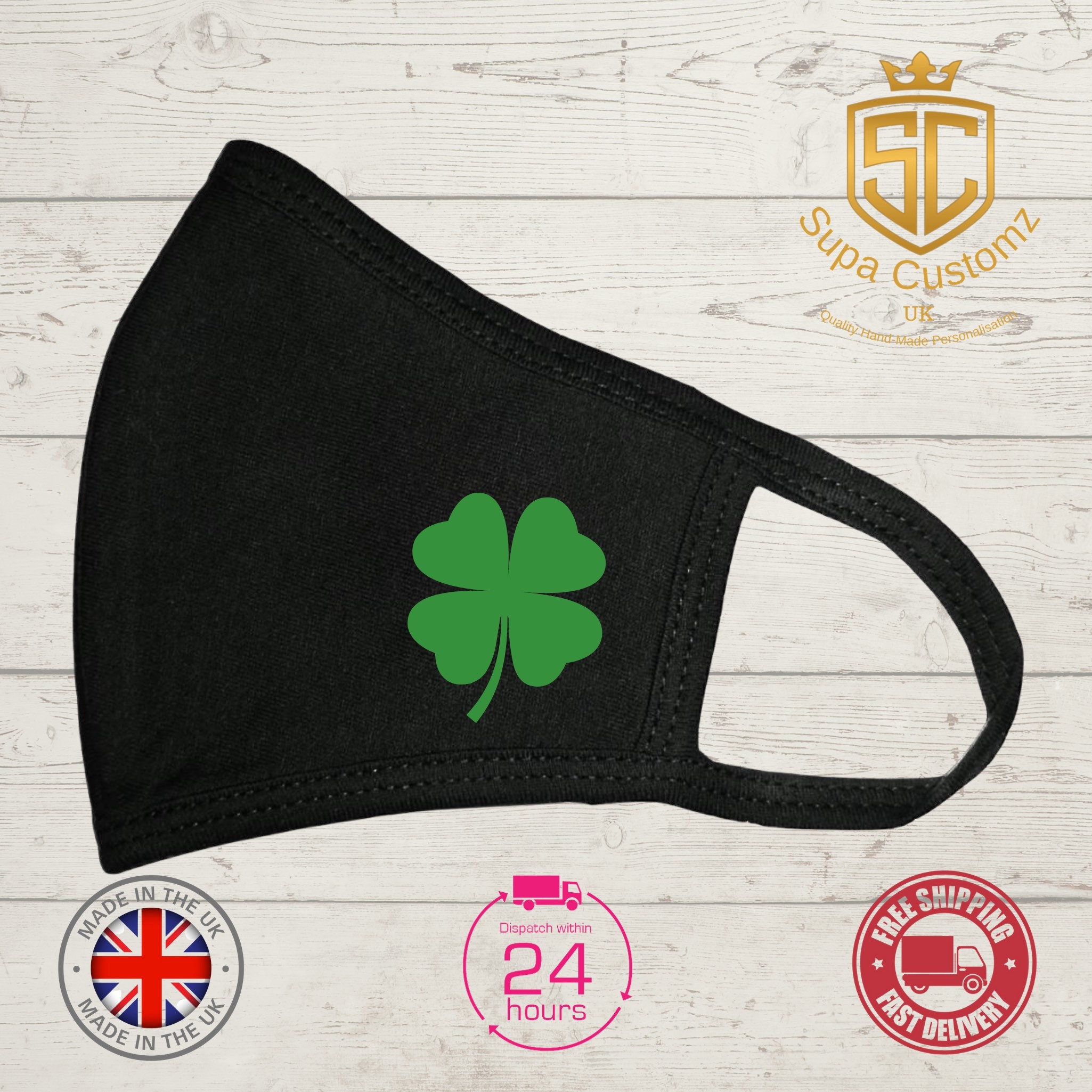 BLACK SHAMROCK Ear Loop Face Mask BLACK SHAMROCK Ear Loop Face Mask