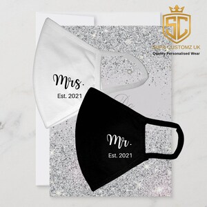 Wedding Face Mask, Mr & Mrs Mask, Bride and Groom Face Mask, Husband to be Mask, Wife To Be Mask, Couple Face Covering, Wedding Gift UK