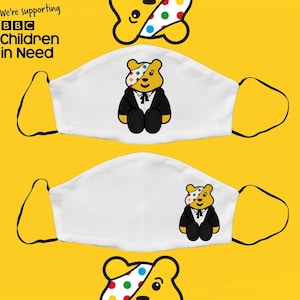 Pudsey Bär, Doctor Who Gesichtsmaske, Baumwoll Gesichtsmaske, Charity Maske, Verstellbare Gesichtsbedeckung mit Filtertasche, Erwachsene Gesichtsmaske, Geschenke in UK