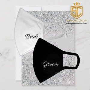 Wedding Face Mask, Mr & Mrs Mask, Bride and Groom Face Mask, Husband to be Mask, Wife To Be Mask, Couple Face Covering, Wedding Gift UK