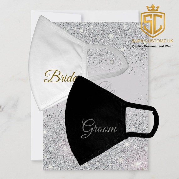 Wedding Face Mask, Mr & Mrs Mask, Bride and Groom Face Mask, Husband to be Mask, Wife To Be Mask, Couple Face Covering, Wedding Gift UK