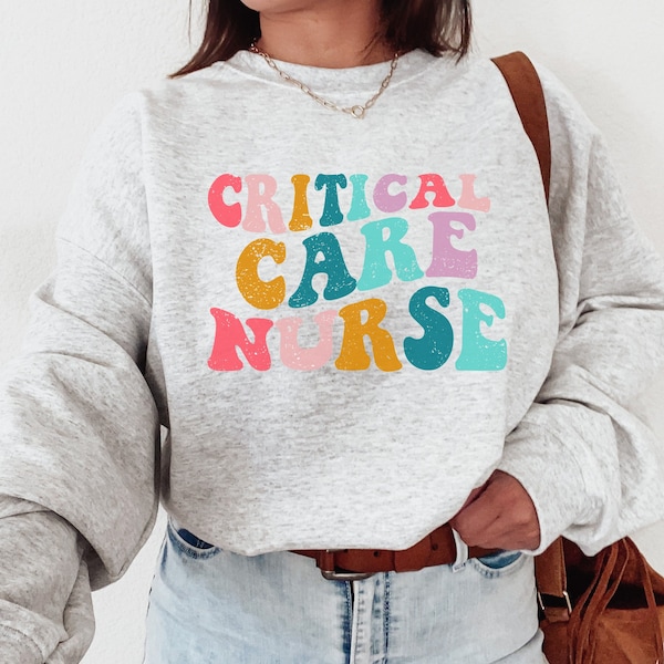 Retro Critical Care Nurse Sweatshirt, Critical Care Unit Nurse Gift, CCU Nurse Crewneck, Nursing Student Gift, Nurse Appreciation, RN Nurse