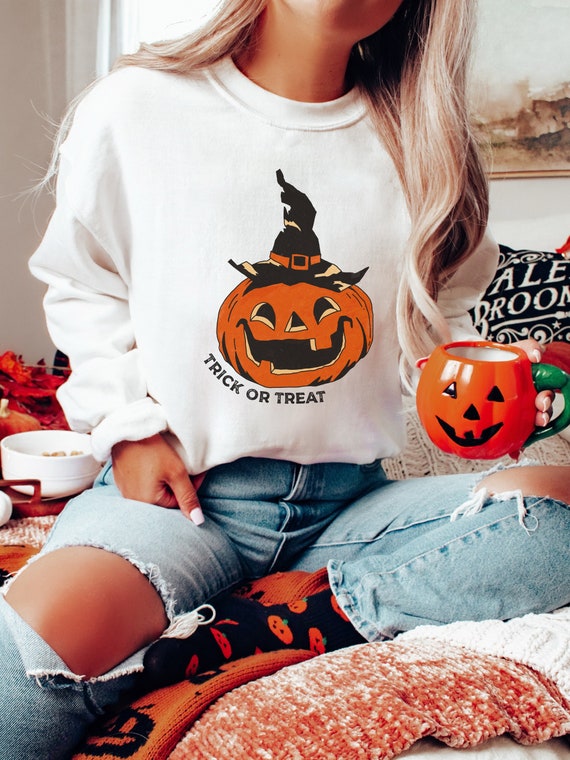 Retro Jack O Lantern Sweatshirt Pumpkin Sweater Halloween