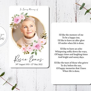 Tarjeta conmemorativa de plástico personalizada / Tarjeta conmemorativa para funeral