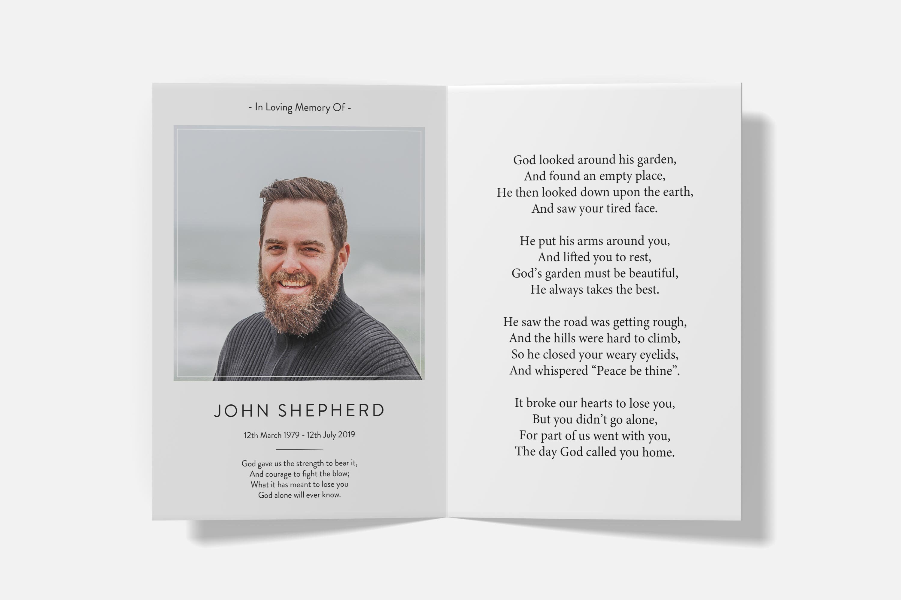 Personalised Folded Laminated Memorial Card Funeral Memorial Card Etsy