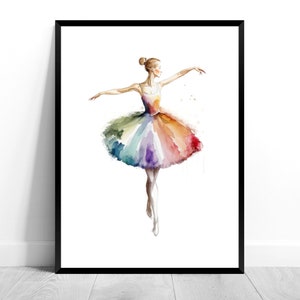 Ballet dancer prints, ballerina watercolor, ballet dancing wall art