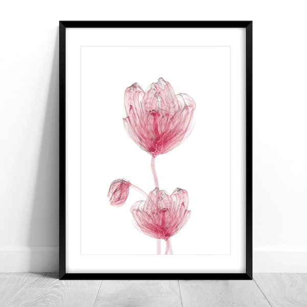 viva magenta, x-ray flower print, transparent flowers, contemporary designs, modern home decor, valentines day gift