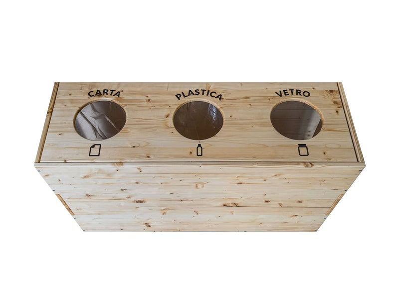 Cestino rifiuti per DIFFERENZIATA in legno 3x25 LT casa home immagine 2