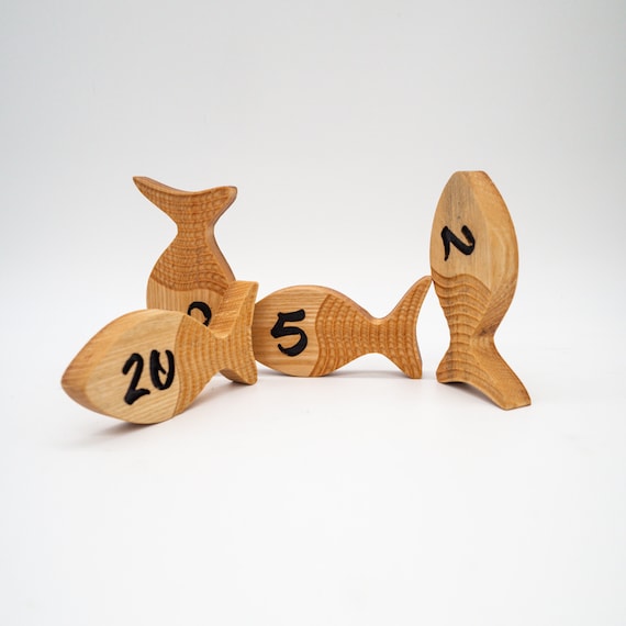 20 pezzi di fette di pesce in legno naturale, artigianato