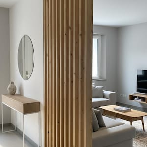 Cloison en bois sur mesure | Lattes naturelles | Lattes de cloison écologiques, couleur et hauteur personnalisables image 1
