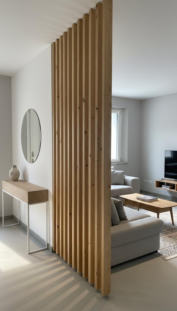 Parete Divisoria in Legno su Misura | Doghe Naturali | Doghe Divisorie separè Eco-Friendly colorazione e altezza personalizzabili