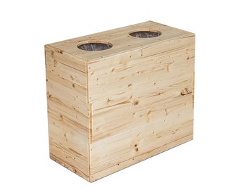 Abfallbehälter aus Holz zur TRENNUNG 2x25 LT