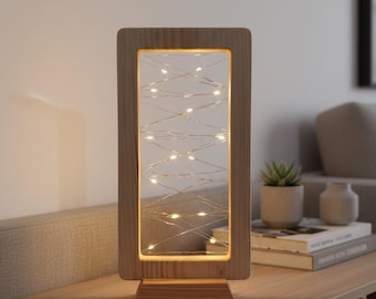 Träbordslampa med integrerad LED-lampa