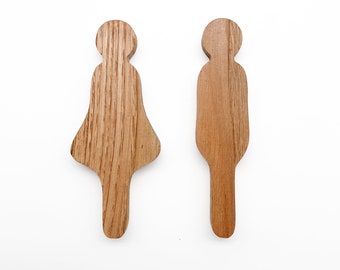 Enseigne de toilettes, enseigne de toilettes, enseigne WC, enseigne de porte de salle de bain, accessoires de salle de bain, enseigne de porte en bois de chêne