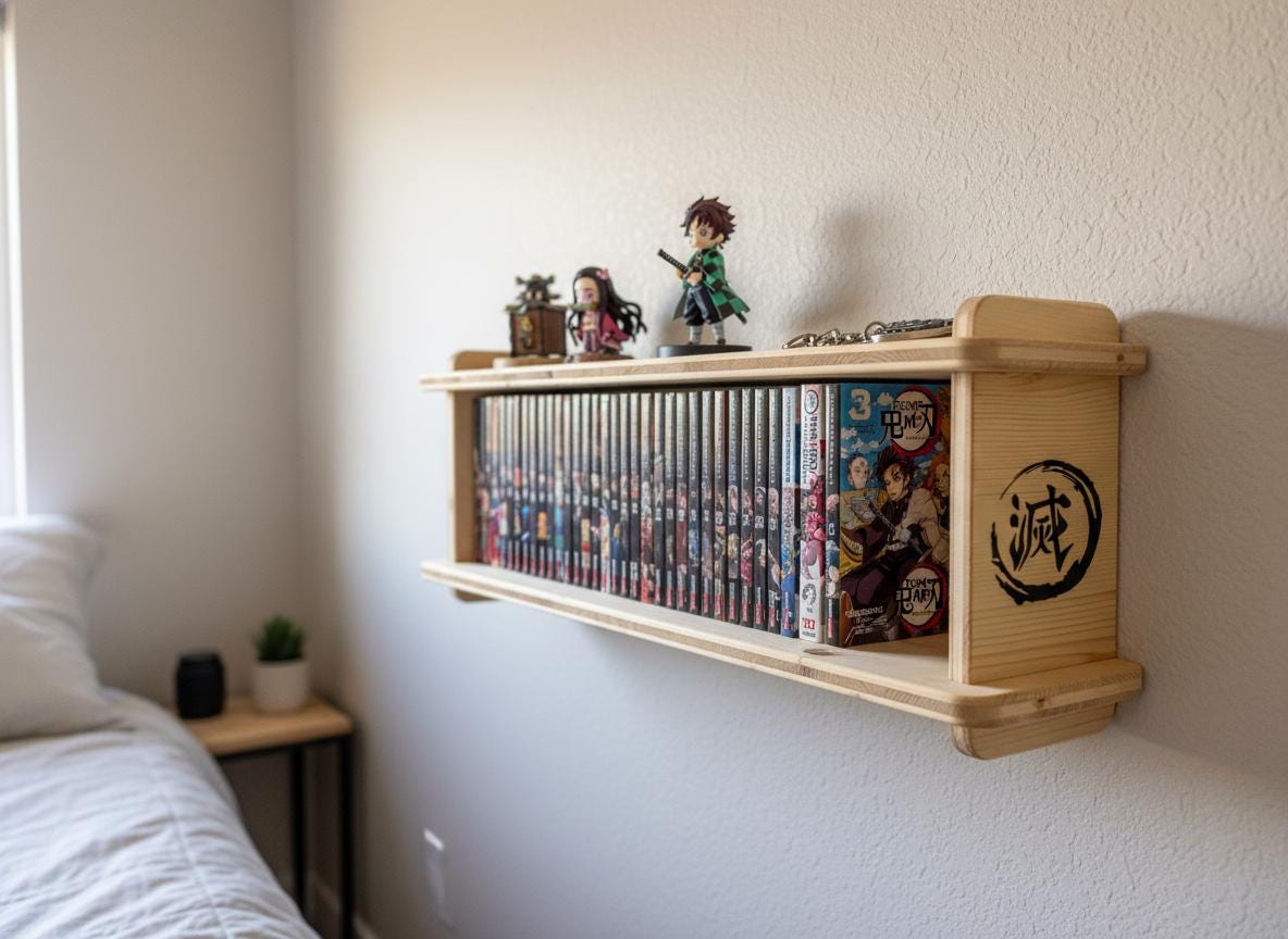 本棚・本収納 Vintage Chest Demon Slayer Inspired MANGA BOX - Bookcase With Demon Slayer-inspired Symbol