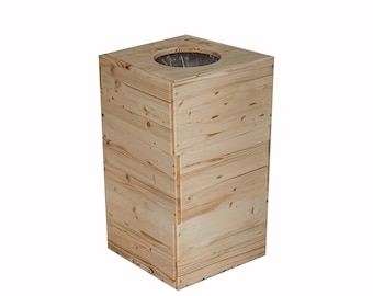 Poubelle en bois pour le recyclage, mobilier durable, 25 à 100 litres, mobilier en bois artisanal, design écologique