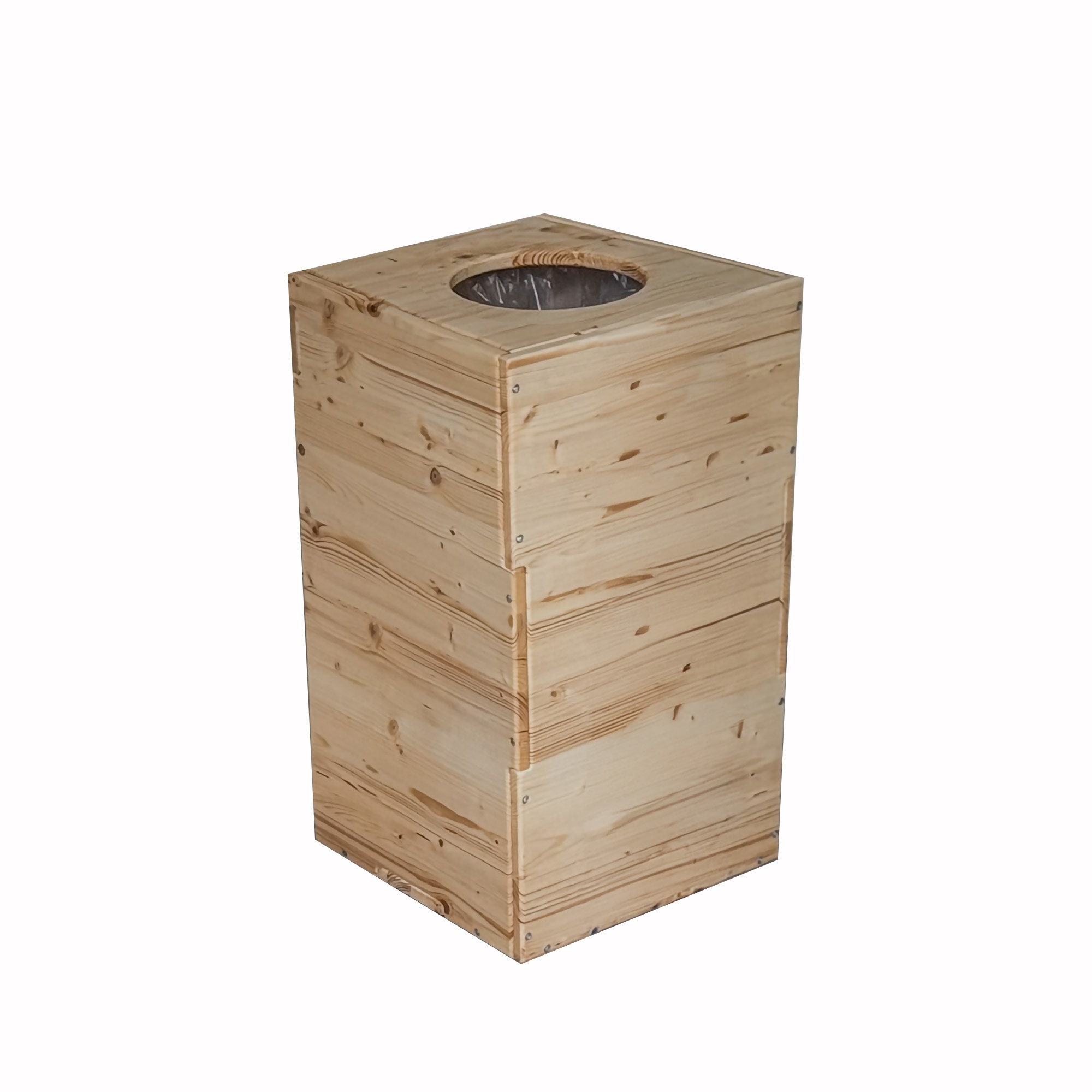Pattumiera Rotonda In Legno Con Coperchio Basculante - Stile Giapponese, Dimensioni 24x24x30 Cm, Per Bagno, Ufficio, Casa