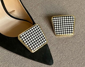 Houndstooth shoe clips Sydney (one pair)