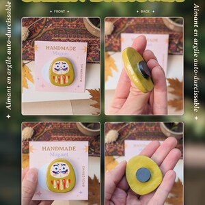 Handgemaakte magneet, Daruma-collectie, Japanse folklore, zelfhardende klei, handbeschilderd afbeelding 7