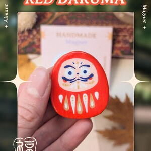 Handgemaakte magneet, Daruma-collectie, Japanse folklore, zelfhardende klei, handbeschilderd C - Red Daruma