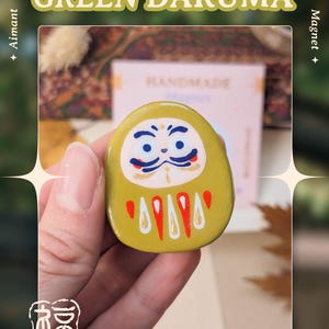 Handgemaakte magneet, Daruma-collectie, Japanse folklore, zelfhardende klei, handbeschilderd B - Green Daruma
