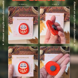 Handgemaakte magneet, Daruma-collectie, Japanse folklore, zelfhardende klei, handbeschilderd afbeelding 5